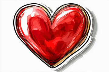 Wall Mural - red heart sticker, isolated, on white background