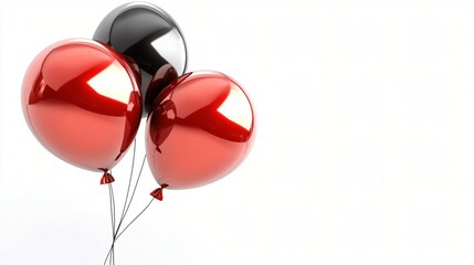 Canvas Print - Red and black balloons float against white. Celebration, party, festive background