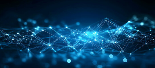 Blue background vector illustration with binary code and digital network connection technology