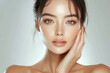 © Ahapen - Young woman face no makeup. Natural girl portrait with clean skin and fresh smile, beauty spa and skincare concept
