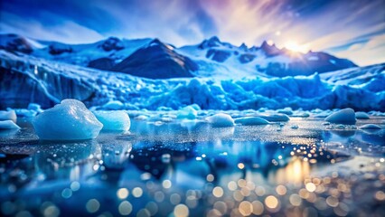 Wall Mural - Majestic Glacier Landscape with Bokeh Effect: Stunning Ice and Snow Background