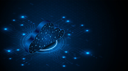 Fototapete - Abstract cloud technology circuit board. Large data center concept. modern cloud storage technology innovation concept background	