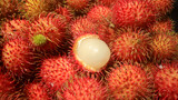A pile of red rambutan fruit, Indonesian food