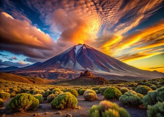 Wall Mural - Majestic Teide Volcano Landscape: Dramatic Sunset Over Canary Islands