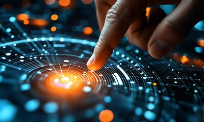 Wall Mural - a hand interacts with a digital representation of a galaxy, symbolizing exploration and technology.