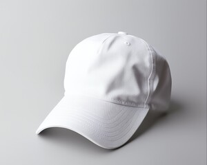 Clean and Simple White Baseball Cap for Copy Space. White Hat for Casual and Clean Look