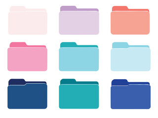 set of colorful folder icons vector