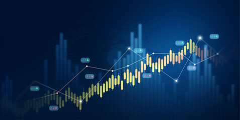 Wall Mural - Financial exchange stock market and economic data business investment.Stock growth graph chart and analysis.