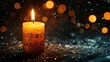 © King558 - Glowing candle with musical notes amid sparkling bokeh background at night