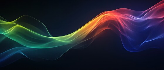 Abstract flowing wave with vibrant colors on a dark background creating a dynamic effect