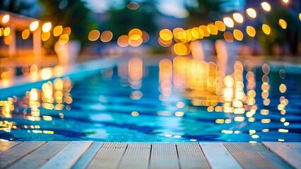 Wall Mural - Relaxing Poolside Bokeh: White Board Background Texture