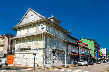 Wall Mural - Traditional architecture of Cayenne, the capital of French Guiana in South America