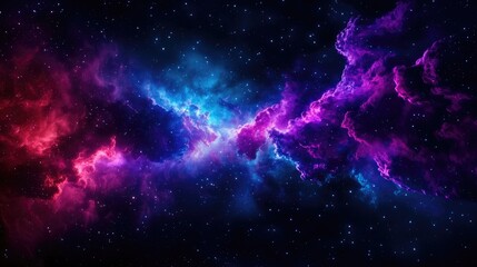 Wall Mural - Vibrant Cosmic Nebula with Stars and Colorful Gas Clouds