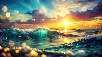 Wall Mural - Serene Blue Ocean Day: Bokeh Background Illustrative Stock Photo