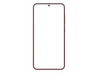 Wall Mural - photo of smartphone similar to android device without background. coralred color. template for mocku