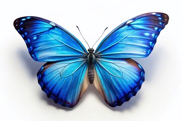 Wall Mural - Stunning Blue Butterfly Isolated on White, Perfect for Design Projects