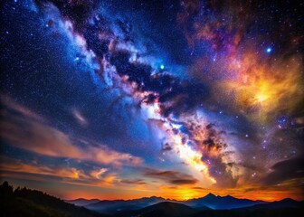 Wall Mural - Stunning Long Exposure Starry Night Sky, Galaxy, Celestial, Night Photography, Astro Background