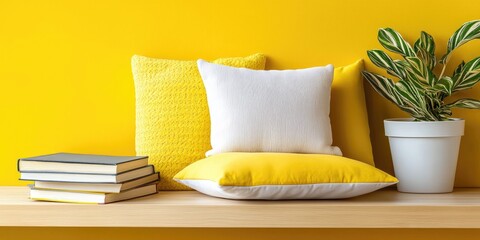 Aufkleber - After school reading club for children, cozy reading nook with books and cushions, neutral background