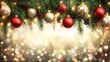 © Sam - Elegant Gold and Green Christmas Tree Decorations with Red Baubles for Winter Holiday Celebration