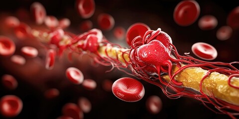 Wall Mural - detailed illustration of the human circulatory system, blood vessels and heart anatomy, clean neutra