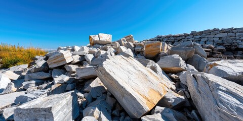 Wall Mural - a panoramic view of unusual rock formations under a clear blue sky, emphasizing geological diversity