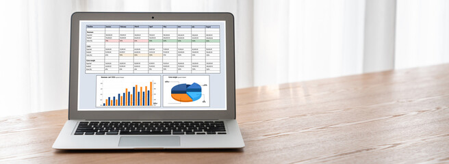Wall Mural - business data dashboard provide business intelligence analytic for marketing strategy planning snugl