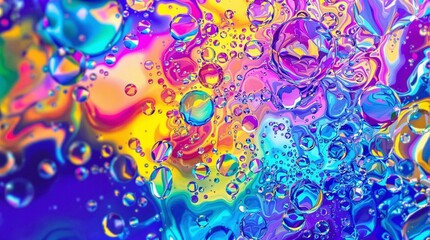 Wall Mural - closeup of vibrant abstract sphere bubbles and swirls with a colorful gradient color of deep blues, 