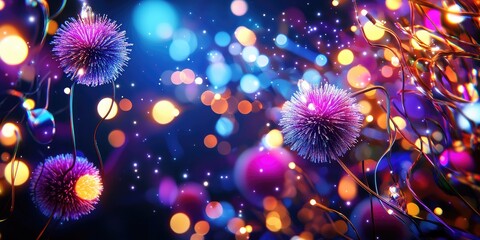 Poster - Vibrant Abstract Background with Colorful Bokeh, Sparkling Lights, and Textured Shapes in a Dreamlike Setting for Artistic Inspiration