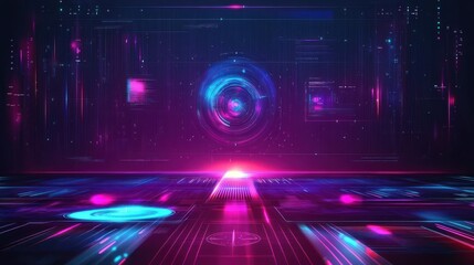 Futuristic digital interface sunrise