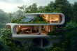 © Bos Amico - Futuristic eco friendly residential dwelling with integrated underground water and waste infrastructure clean architectural lines smart home technology solar panels verdant rooftop garden
