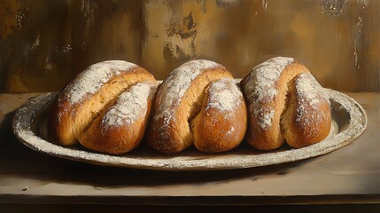 Wall Mural - It depiction of sprinkled sugar dusted cinnamon loaves on a platter