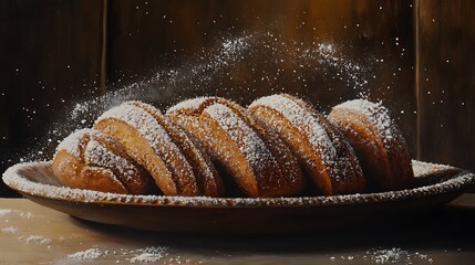 Wall Mural - It depiction of sprinkled sugar dusted cinnamon loaves on a platter