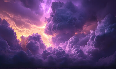 Wall Mural - purple clouds in the sky, generative ai