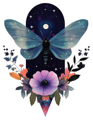 Wall Mural - png flower and insect flowers illustration decorative.