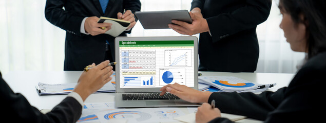 Wall Mural - spreadsheet document information financial startup concept. data and graphs in spreadsheet documents