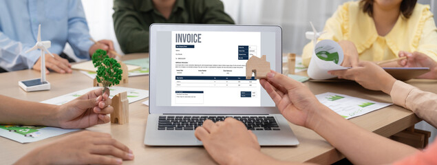 Wall Mural - invoice on computer screen from accounting application. computer program for financial and budget of