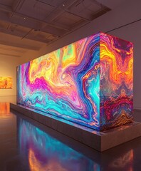 Wall Mural - Colorful abstract art installation at contemporary gallery
