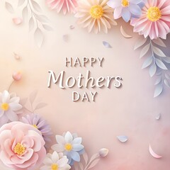 Wall Mural - Happy Mothers Day. Hand-drawn Greeting Card with flowers. Vector Illustration
