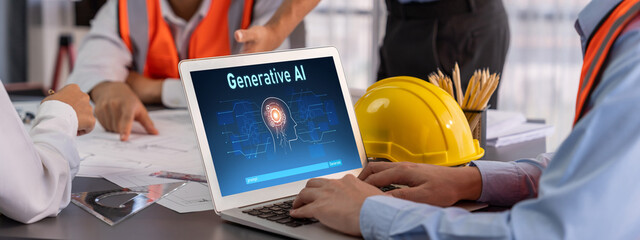 Wall Mural - Generative AI virtual assistant tools for prompt engineer and user for ease of engage artificial intelligence AI technology help people to work with generative AI functions by prompting the AI brisk