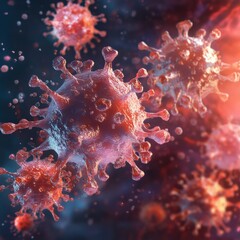 Aufkleber - Detailed view of a respiratory virus causing severe lung infections in a medical context. Generative AI