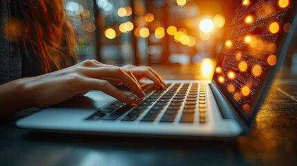 Woman coding late at night on her laptop computer