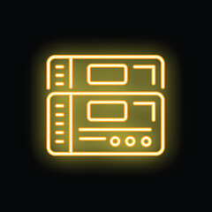 Wall Mural - yellow glowing neon icon of a computer server, representing data storage and network infrastructure