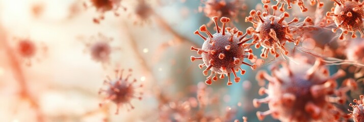 Aufkleber - Respiratory virus infection viewed in 3D with dangerous implications for lung health during a pandemic. Generative AI
