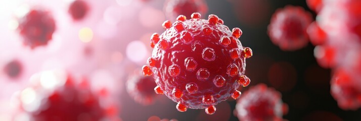 Poster - Respiratory virus infection depicted in 3D illustration highlighting dangerous lung disease pathogens. Generative AI
