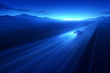 Wall Mural - Sublime stock image of a smart digital city with cars leaving high-speed light trails, symbolizing rapid digital data transfer