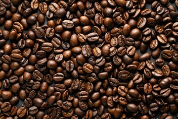 Wall Mural - Big pile of fresh roasted coffee beans. Image illustrated food for advertisement