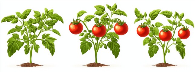 Wall Mural - 3D rendering of tomato trees featuring a transparent background, designed for illustration purposes, as a digital composition, aimed at architecture visualization