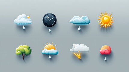 a series of weather icons representing different weather conditions, perfect for meteorological proj