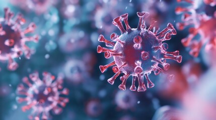 Aufkleber - Understanding respiratory virus infection through a 3D illustration of viral particles affecting lung health. Generative AI
