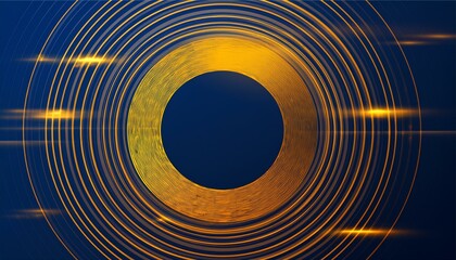 yellow abstract circle  technology business long banner template with dynamic effect motion orange trendy dark navy blue gradients for advertising marketing presentation